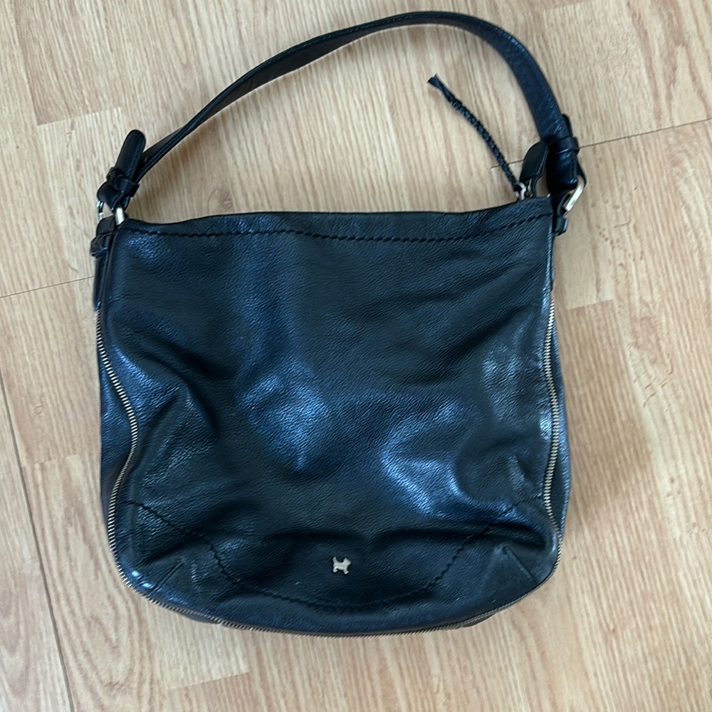 Radley UK black leather bag with zipper detail